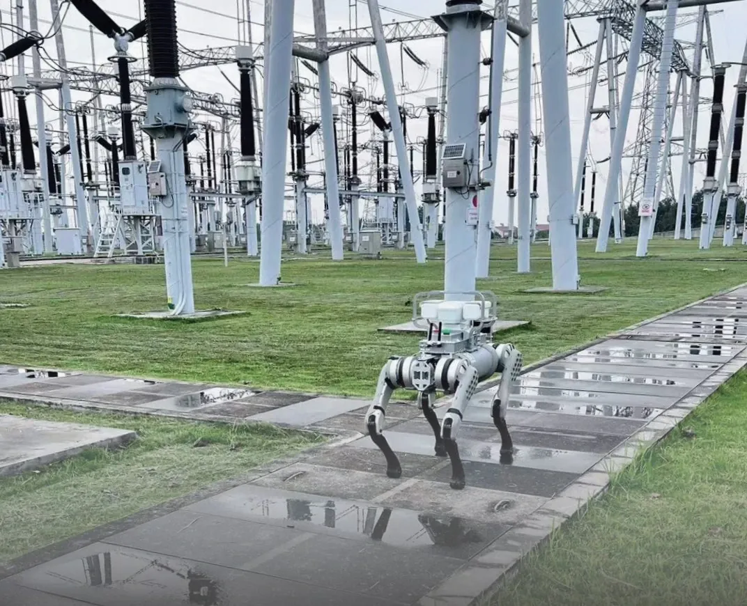 Quadruped inspection robot on patrol inside an extra-high-voltage substation